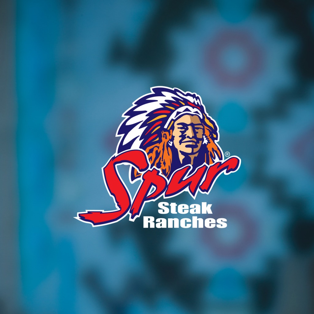 Spur Logo, notice the tribal chief as the mascot of the restaurant.